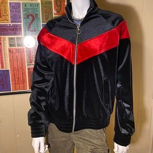Red & Black Velor zip up jacket